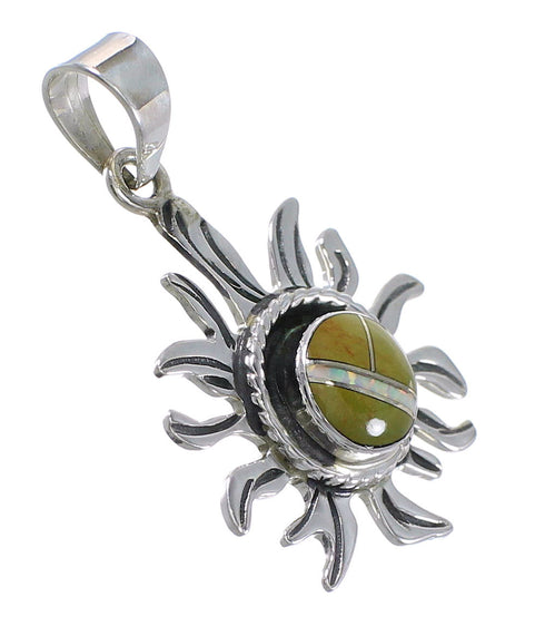 Southwestern Silver Turquoise Opal Sun Pendant YX77569